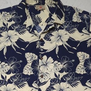 Vintage Hawaii Station Tropical Floral Hawaiian Shirt Short Sleeve Mens‎ XXL